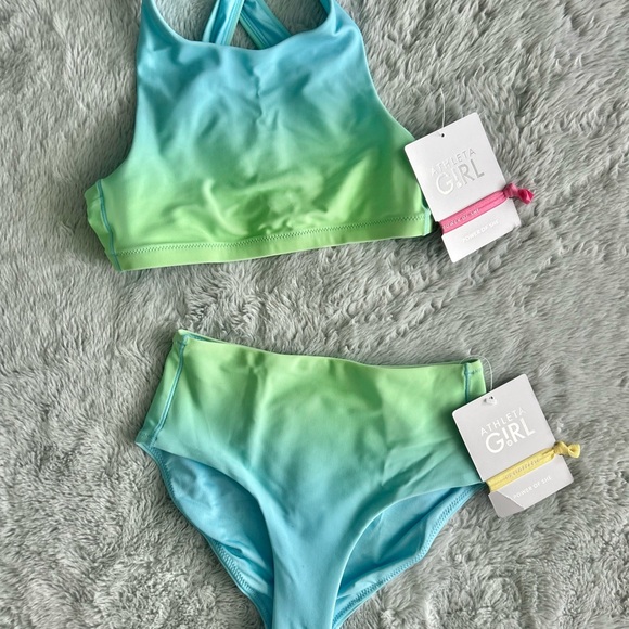 Athleta Girl Blue and Green Bikini Set, Size 7, NWT - Picture 1 of 4